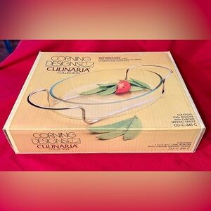 Corningware Culinaria Pyrex Oval Roaster with Chrome Serving Cradle